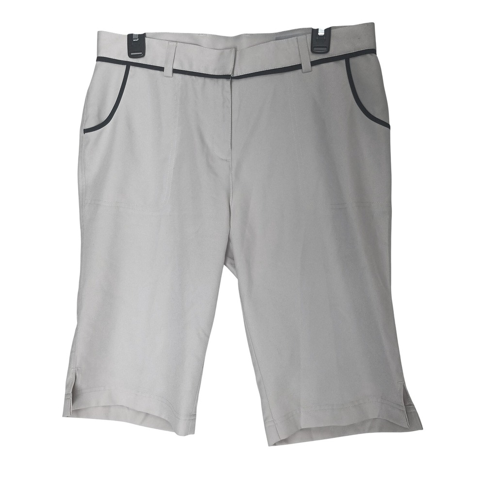 Callaway Golf Shorts Women Size 10 Tan Black Trim Performance Athletic Pockets